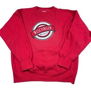 Vintage Wisconsin Badgers Sweatshirt Men Large Crewneck 90s Y2K Heavy Sewn Crest